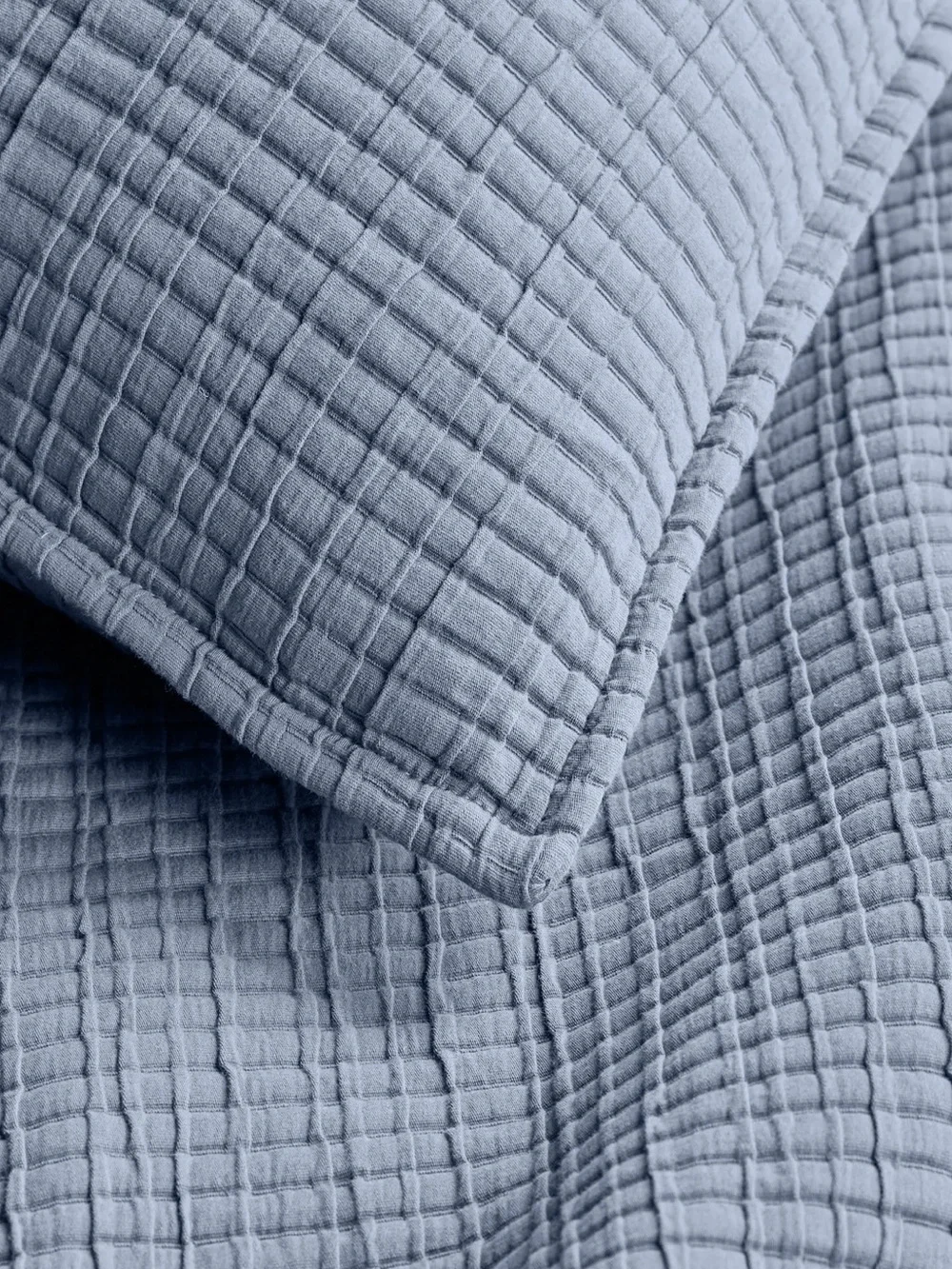 NWT Quince Organic Ribbed Cotton Sham Set in Mineral Blue!